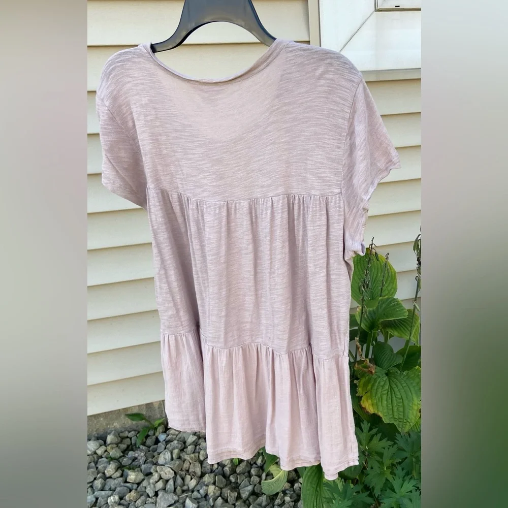 Used Time & True Sz-M/8-10 Cotton Pheasant Top, Tan, Well Worn-In Fair Condition